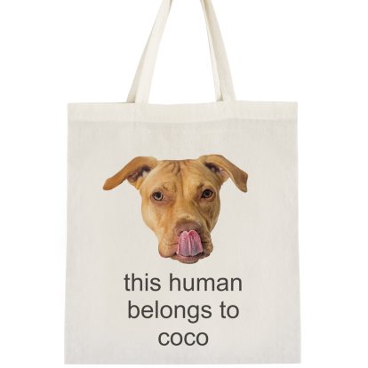 Personalised Dog Face & Message Tote Bag