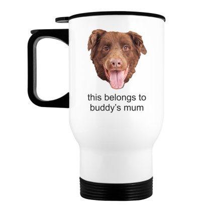 Personalised Dog Face & Message Travel Mug
