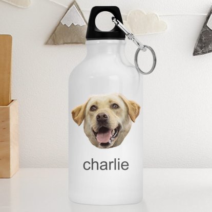 Personalised Dog Face & Name Water Bottle