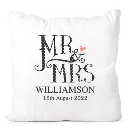 Personalised Dotty Mr and Mrs Cushion Cover