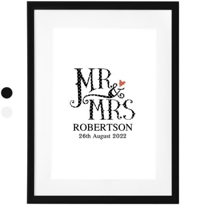 Personalised Dotty Mr and Mrs Framed Poster