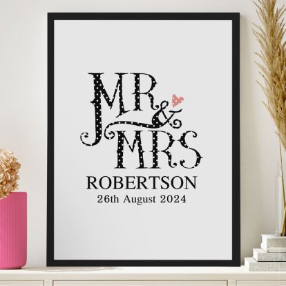 Personalised Dotty Mr and Mrs Framed Poster Photo 2