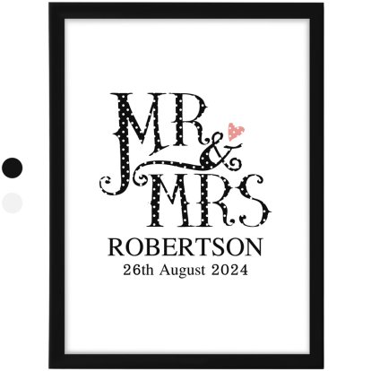 Personalised Dotty Mr and Mrs Framed Poster 
