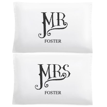 Personalised Dotty Mr and Mrs Pillow Case