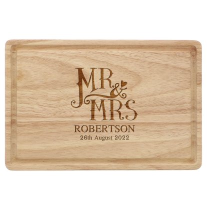 Personalised Dotty Mr and Mrs Rectangular Chopping Board