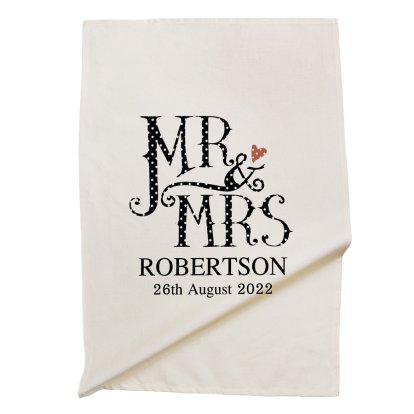 Personalised Dotty Mr and Mrs Tea Towel