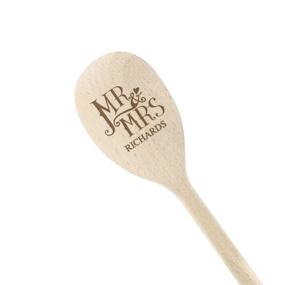Personalised Dotty Mr and Mrs Wooden Spoon