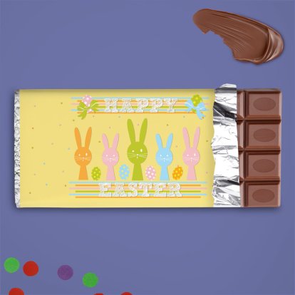 Personalised Easter Bunnies Chocolate Bar 