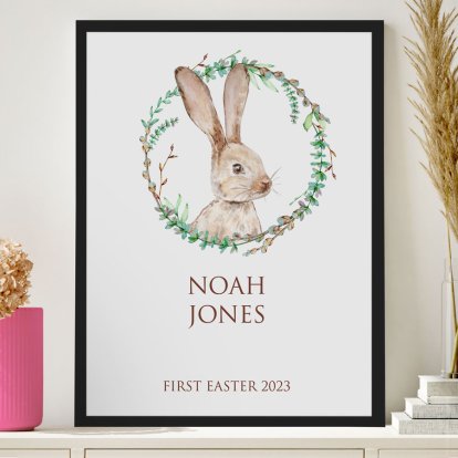 Personalised Easter Bunny Poster Black