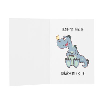 Personalised Easter Message Card - Dinosaur Design