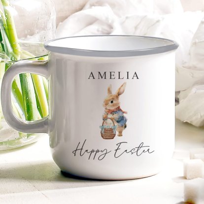 Personalised Easter Rabbit Enamel Mug