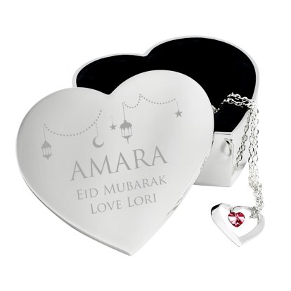 Personalised Eid Mubarak Heart Trinket Box