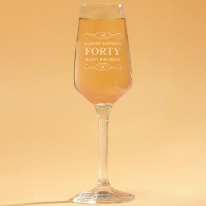 Personalised Elegance Champagne Flute - Swirly Birthday