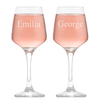 Personalised Elegance Wine Glass Set - Names