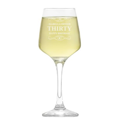 Personalised Elegance Wine Glass - Swirly Birthday