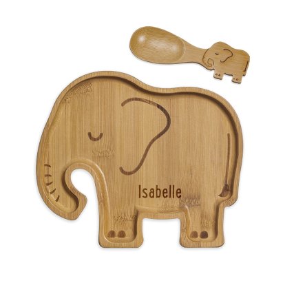 Personalised Elephant Bamboo Plate