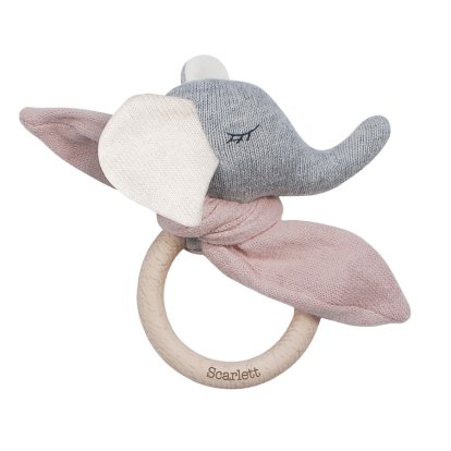 Personalised Elephant Teething Toy - Blush Rose