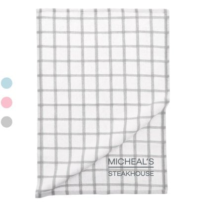 Personalised Embroidered Chequered Tea Towel