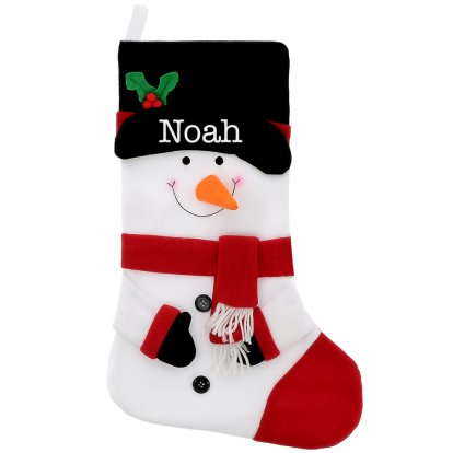 Personalised Embroidered Christmas Snowman Stocking