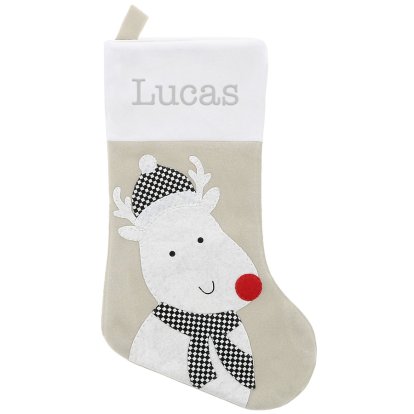 Personalised Embroidered Christmas Stocking - Reindeer