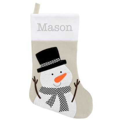 Personalised Embroidered Christmas Stocking - Snowman