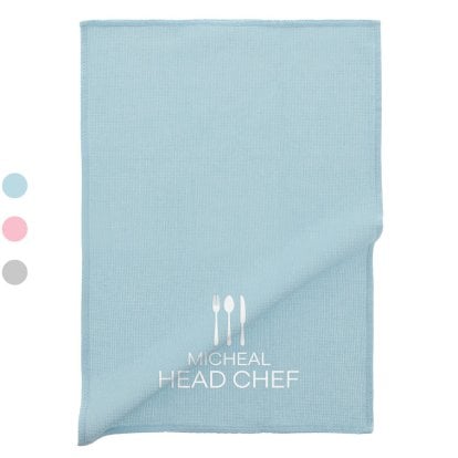 Personalised Embroidered Head Chef Tea Towel 