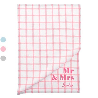Personalised Embroidered Mr & Mrs Tea Towel