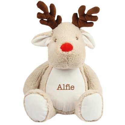 Personalised Embroidered Reindeer Soft Toy