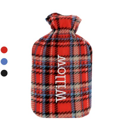 Personalised Embroidered Tartan Fleece Hot Water Bottle