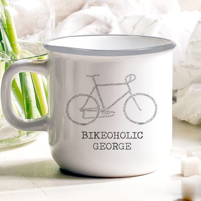 Personalised Enamel Mug - Bikeoholic 