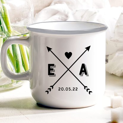 Personalised Enamel Mug - Couple Arrows 