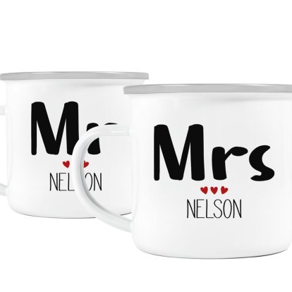 Personalised Enamel Mug Set - Couples