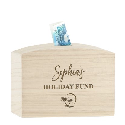 Personalised Engraved Money Box - Holiday Fund