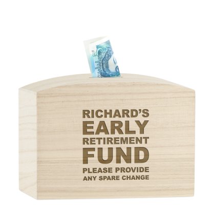 Personalised Engraved Money Box - Retirement Fund