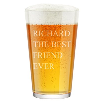 Personalised Engraved Pint Glass - Message