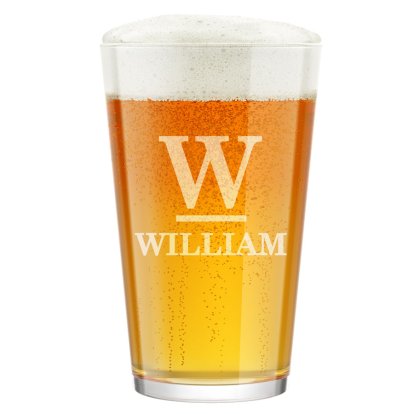 Personalised Engraved Pint Glass - Name & Initial