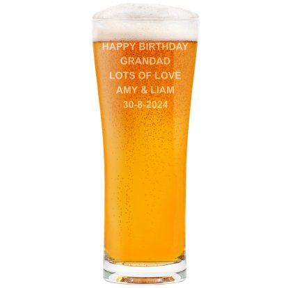 Personalised Engraved Tall Pint Glass