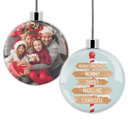 Personalised Family Names Photo Bauble