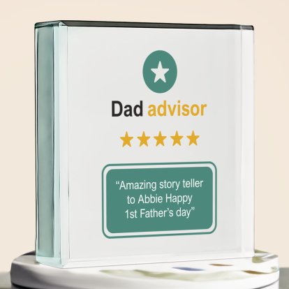 Personalised Father's Day Glass Paperweight Block
