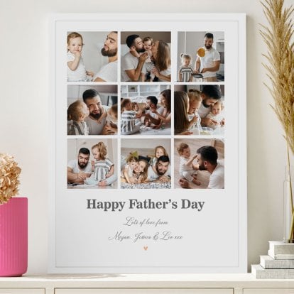 Personalised Father's Day Photo Collage Print Black