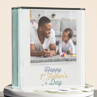 Personalised Father's Day Photo Glass Block
