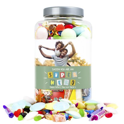 Personalised Father's Day Photo Large Retro Sweet Jar