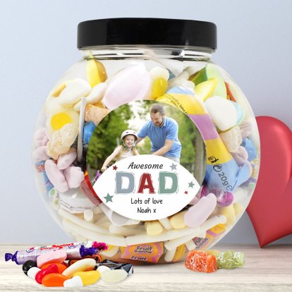 Personalised Father's Day Photo Retro Sweet Jar Photo 3