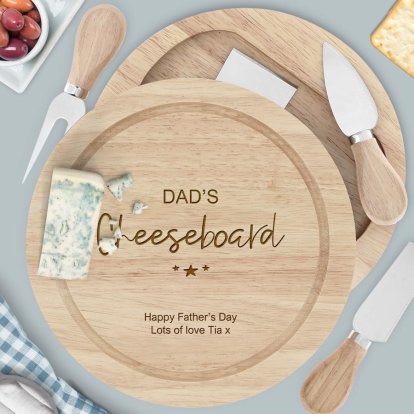 Personalised Father's Day Wooden Cheese Board Set