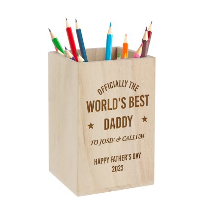 Personalised Father's Day Wooden Pencil Pot
