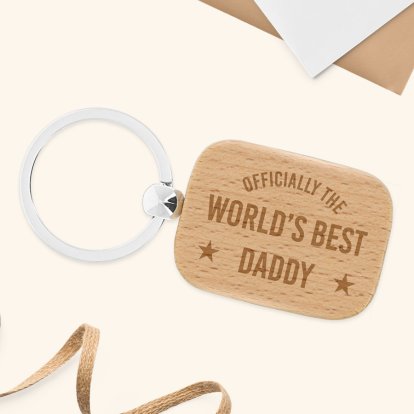 Personalised Father's Day World's Best Wooden Keyring