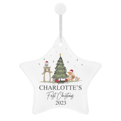 Personalised First Christmas Ceramic Star Decoration