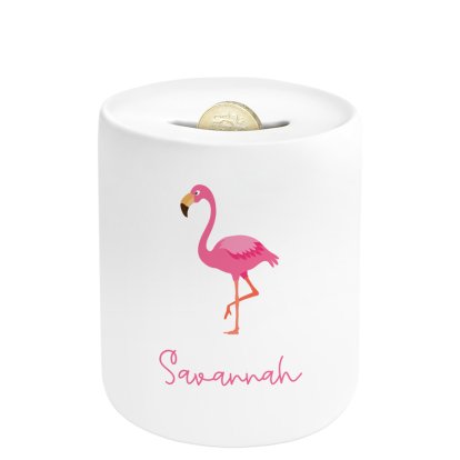 Personalised Flamingo Money Box