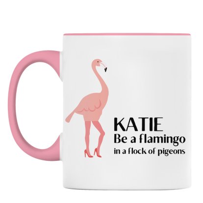 Personalised Flamingo Pink Rimmed Mug 