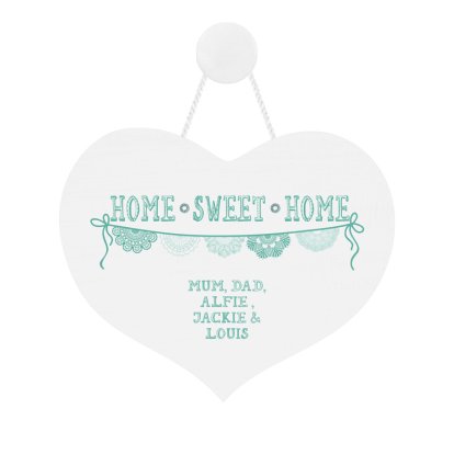 Personalised Floral Home Sweet Home Wooden Heart Decoration